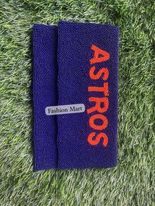 Best Selling Gameday Astros Handbeaded <b>Evening</b> Clutch <b>Bag</b> with Crossbody Chain Elegant Purse Decorated with Beading - Product Image 3
