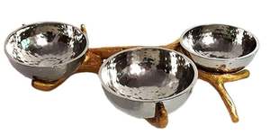 Deux bols décoratifs martelés à la main de haute qualité avec fleur attachée pour la décoration de service à la maison et au restaurant - Product Image 5