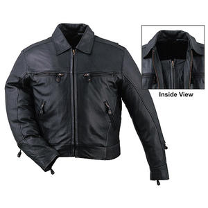CHAQUETA DE CUERO PARA HOMBRE, ABRIGO DE MOTO, CHAQUETAS DE MOTORISTA A LA MODA, ABRIGOS DE COLOR NEGRO, VENTA AL POR MAYOR - Product Image 1