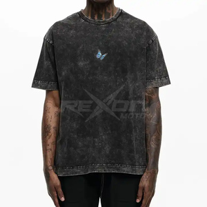 เสื้อยืดวินเทจธรรมดาใส่ได้ทั้งชายและหญิงเสื้อยืดผ้าฝ้ายฟอกสีกรดสไตล์ใหม่สำหรับผู้ชายเสื้อยืดโอเวอร์ไซส์ผ้าฝ้าย100% - Product Image 1
