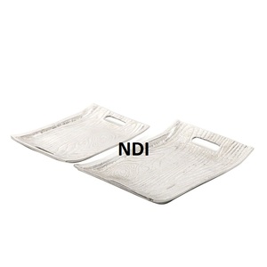 Bandeja decorativa de buena calidad, diseño de incrustaciones de hueso de forma redondeada para comida, café, té, platos para servir, bandejas de ratán - Product Image 2