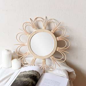 Espejos de ratán para decoración de pared, cristal de estilo moderno con logo grabado en todos los tamaños, duradero, de Vietnam, precio barato - Product Image 3