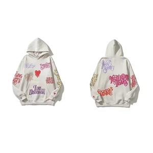 Sudadera con Capucha de Felpa con Estampado de Corazones de Amor, Estilo Hip Hop, Talla Grande, 100% Algodón Grueso, para Hombre - Product Image 1