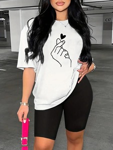 Camisa de pantalones cortos estampados de alta calidad 2025 100% conjuntos de mujer transpirables de algodón elegante conjunto informal de 2 piezas para mujer - Product Image 2