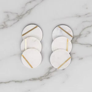 Posavasos Redondo de Mármol Blanco, Hecho a Mano, de Piedra Natural, Decoración para el Hogar - Product Image 6