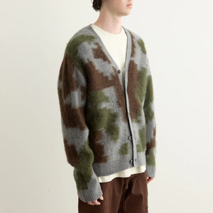 Vente en gros personnalisé à la mode pelucheux coton tricot hommes hiver solide chaud col en V pull pull anti-rétrécissement surdimensionné - Product Image 2