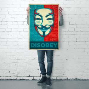 Póster de Lona V for Vendetta con Diseño de Máscara para Decoración de Pared con Diseño Disobey - Product Image 2