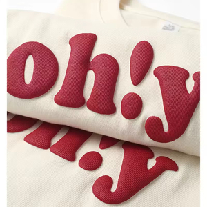 Camiseta OEM de gran tamaño con estampado de hojaldre para hombre, ropa de calle personalizada, Camiseta de algodón, camiseta de moda con diseño elevado en 3D - Product Image 3