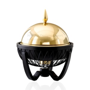 Elegant Food Warmer Round Casserole Dihses <b>Black</b> & Gold Chafing Dish with <b>Metal</b> <b>Frame</b> for Stylish Event & Banquet Serving - Product Image 6