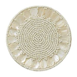 Posavasos redondos con cuentas antiguas, manteles individuales indios hechos a mano bordados con cuentas de semillas para decoración de mesa de comedor de boda - Product Image 4