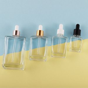 Venta al por Mayor de Botellas de Vidrio Cuadradas Transparentes de 15ml, 30ml, 50ml y 100ml para Suero, Botellas de Aceite Esencial en Negro Mate - Product Image 2