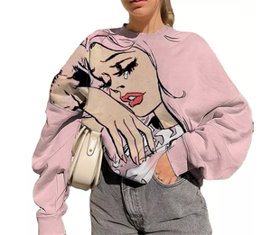 Sweat-shirts à manches longues pour femmes de qualité supérieure, imprimés sur mesure, nouvelle collection hiver, polyester/coton, streetwear - Product Image 2