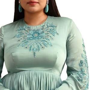 ชุด Kurta Sharara แบบปักผงสีฟ้าพร้อม dupatta สำหรับงานปาร์ตี้งานแต่งงานงานเลี้ยงฉลองชาติพันธุ์โอกาสอินเดีย - Product Image 6