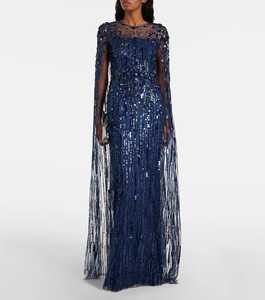 Vestidos de noche para adultos Mangas completas A-Line Chiffon Antiestático Casual Club Fiestas y Night Club Wear Hasta el suelo - Product Image 2