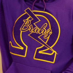 เสื้อฮู้ดเชนิลล์สีม่วง Purple Bruhz แบบสั่งทำพิเศษสำหรับสมาคมนักศึกษาโอเมก้า ชุดลำลองสไตล์สตรีทแวร์ผ้าฟลีซหนานุ่ม - Product Image 6