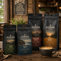 Sacs à café personnalisés AT PACK France 250g 500g avec valve et fermeture éclair refermable pour l'emballage de grains de café torréfiés et de café moulu