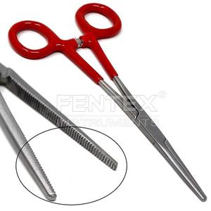 Pinzas Hemostáticas de PVC Rojo de Primera Calidad, Rectas y Dentadas, de 6 Pulgadas - Product Image 1