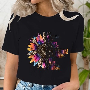 Camisas de algodón de secado rápido, nuevas camisetas estampadas transpirables informales personalizadas, camisa de verano de alta calidad con cuello redondo para mujer - Product Image 2