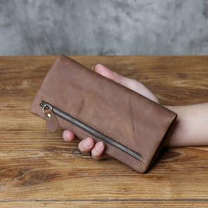 Oil Wax Cowhide Short <b>Wallet</b> <b>Card</b> Bag Purse Fold Closure Embroidery Fashion Simple RFID Blocking for Men and <b>Women</b> - Product Image 6