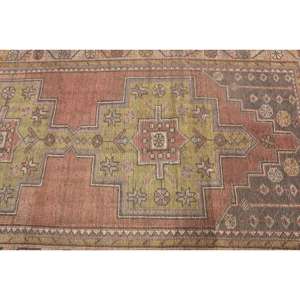 Alfombra Turca Vintage, Alfombra de Lana con Estampado Animal Marrón Rojizo, 4.3x8.3 pies - Product Image 5