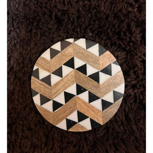 Nuevos posavasos de madera redondos Vintage, posavasos multicolores con incrustaciones de hueso en zigzag, posavasos organizador de mesa de comedor, precio mayorista - Product Image 2