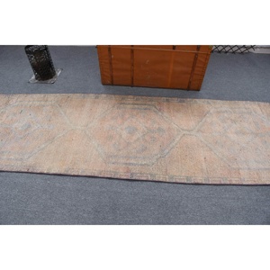 2.9x10.9 ft Rug, Vintage Rug, Turkish <b>Brown</b> <b>Wool</b> Plants & trees Rug - Product Image 2