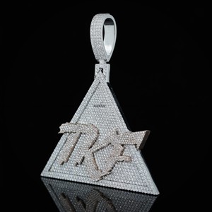 Round Cut Moissanite Diamond Triangle Shape Custom Name Pendant for Men Women for Valentines Day Gift by Phoenix Enterprise - Product Image 3