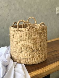 Panier de jacinthe d'eau écologique fait à la main naturel léger Durable organisateur de stockage décoratif en gros - Product Image 5