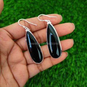 Gran oferta, pendientes de lágrima de Plata de Ley 925, atractivo diseño de gota de piedras preciosas de ónix negro, accesorio de moda para mujer directo - Product Image 5