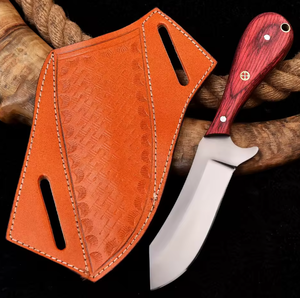 Cuchillo de Corte de Estilo Vaquero Occidental PRESTIGE BLADES, Hoja Fija de Acero de Damasco, Funda de Cuero, Uso en Cocina - Product Image 4