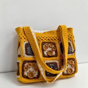 Sac carré à bandoulière marron pour femme, fait main, créatif, avec motif chaton de dessin animé, fermeture éclair, broderie, deux poignées portables, tendance - Product Image 3