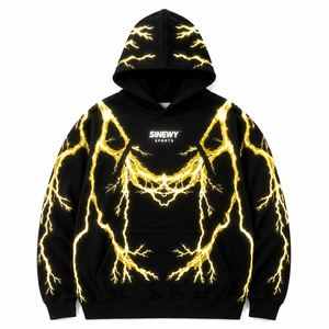 Sudadera con Capucha Reflectante para Hombre SINEWY, con Estampado de Rayos Neón, Estilo Urbano Holgado, Transpirable, Tejida, para Otoño - Product Image 2