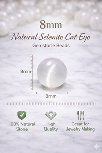 Cuentas de Piedra Natural de Selenita Ojo de Gato al por Mayor, Alta Calidad, Redondas de 8mm, para Fabricación de Joyería DIY, Pulseras y Collares - Product Image 4