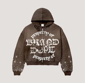 ชุดวอร์มผู้ชายมีฮู้ดพิมพ์ลายสีพื้นชุดวอร์มสำหรับฤดูหนาวแนวสตรีทวินเทจ - Product Image 6