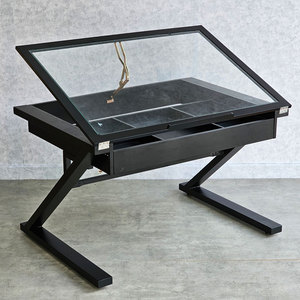 DraftingDesk DD68007 Contemporary Architectural <b>Drawing</b> Desk with Metal Stand and Glass Top for <b>Office</b> Study or Bedroom Use - Product Image 4