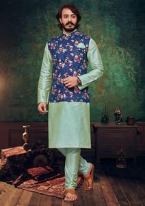 Derniers modèles shalwar kameez avec veste pour homme pas cher pyjama moderne shalwar kameez/ kurta 2024 beau costume - Product Image 6