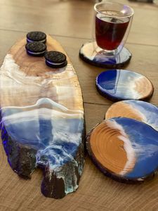 FONCTIONNALITÉ Ensemble de sous-verres en résine époxy de qualité avec effet océan Dessous de verre ronds carrés décoratifs en résine époxy par Craftsy Hom - Product Image 3