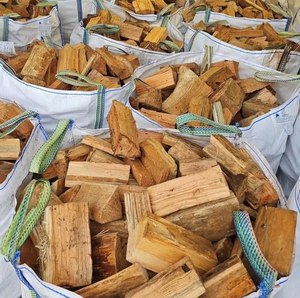 Stacked Firewood <b>Logs</b> in Metal Cage Storage <b>Rack</b> Outdoor Wood Holder. - Product Image 1