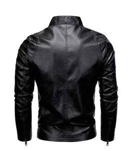Nouvelle veste en cuir noir coupe slim coupe-vent de haute qualité classique pour motard en PU imitation cuir - Product Image 4