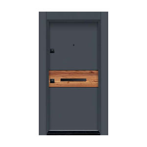 Puerta de Entrada Frontal de Acero Contemporánea Color Gris con Manija de Acero Inoxidable, Puerta Exterior Segura e Impermeable - Product Image 1