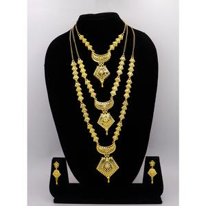 Conjuntos de joyería de boda para mujer chapados en oro, conjuntos de joyería de lujo de Dubái, conjunto de joyería chapada en oro al por mayor, collar de mujer - Product Image 1