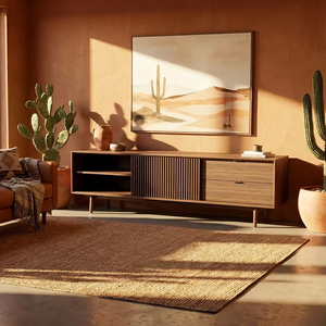 ตู้วางทีวีสีน้ำตาลชา ทำจากไม้สักแท้ 100% คุณภาพสูง เหมาะสำหรับห้องนั่งเล่น ห้องนอน โรงแรม อพาร์ตเมนต์ - Product Image 1