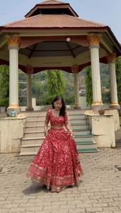 Orange Color <b>Bride</b> Special Exclusive Georgette Fabric Heavy Embroidery Work Lehenga Choli - Product Image 5