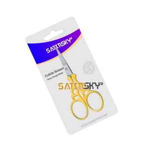 Tijeras para Uñas Curvas de 3.5 Pulgadas, Hojas de Acero Inoxidable Afiladas, Mangos Plateados en Oro y Negro, Calidad Premium - Product Image 3