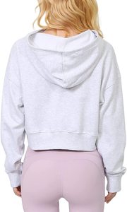 Autumn Women Hoodies Pockets Crop Sport <b>Jacket</b> Female Fitness Yoga Shirt Top <b>Workout</b> Hoodies - Product Image 2
