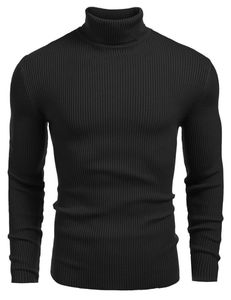 Pull à col roulé en jersey pour homme, anti-froissement, 100% coton peigné, pull d'hiver confortable, élégant, coupe ajustée, 2025 - Product Image 5