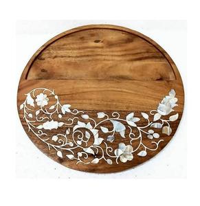 Bandeja de servicio hecha a mano de lujo árabe, bandeja de madera de diseñador con incrustaciones de madreperla para accesorios de baño, regalo de Ramadán Eid - Product Image 4