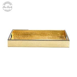Handcrafted Rectangular Serving Tray With Leather Finish for Dining Tables Parties and Home Decor by Manufacturers - Product Image 1