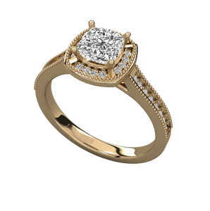 แหวนเพชรทรงคัชชั่น คลาสสิก สำหรับผู้หญิงและผู้ชาย ชุบทอง 14K ได้รับการรับรองจาก IGI เงินแท้ 925 100% สไตล์งานแต่งงาน ของขวัญเครื่องประดับ - Product Image 1