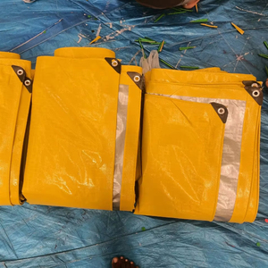Tissu argenté jaune de bâche de PE de 250 Gsm superbe personnalisable avec le traitement UV stabilisé - Product Image 1